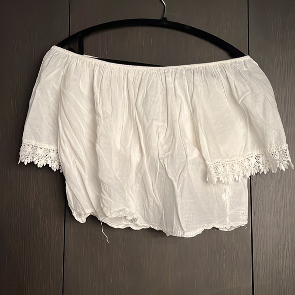 Italian off the shoulder white bandeau top - Picture 2 of 5
